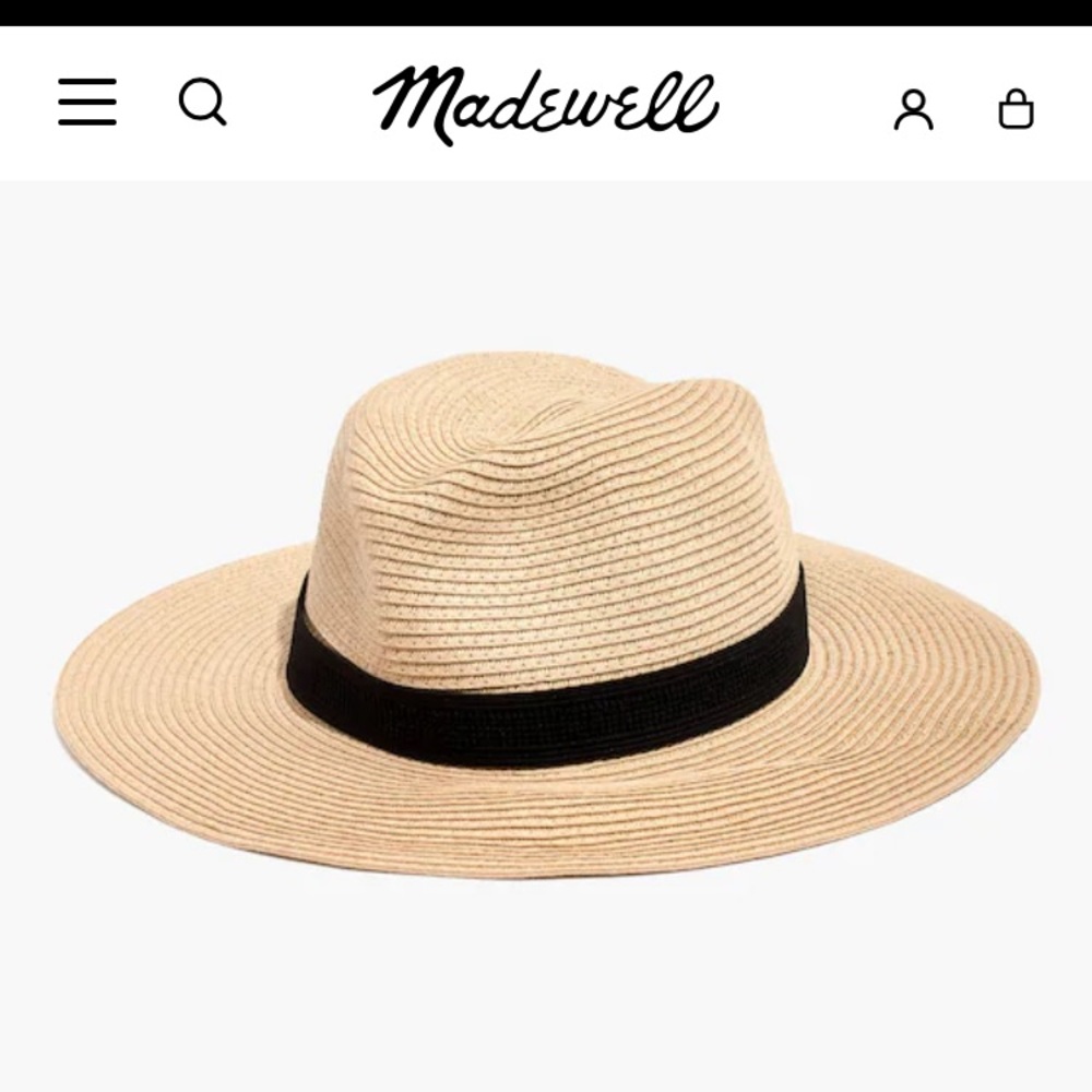 New: Madewell Packable Mesa Straw Hat. Size Medium Large
